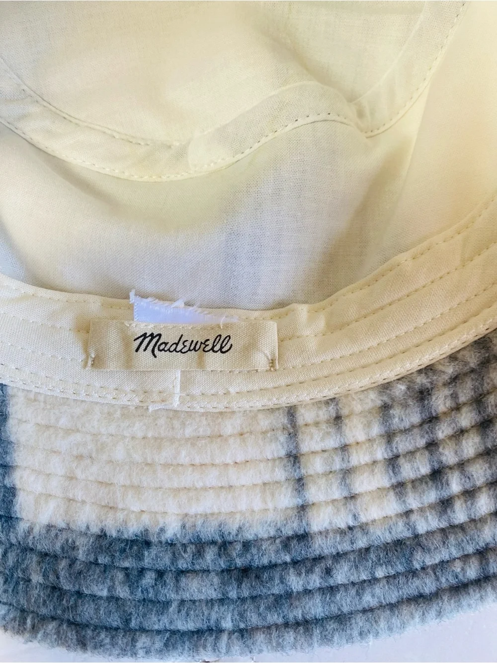 Madewell Blushed Plaid Wool Blend Bucket Hat OS